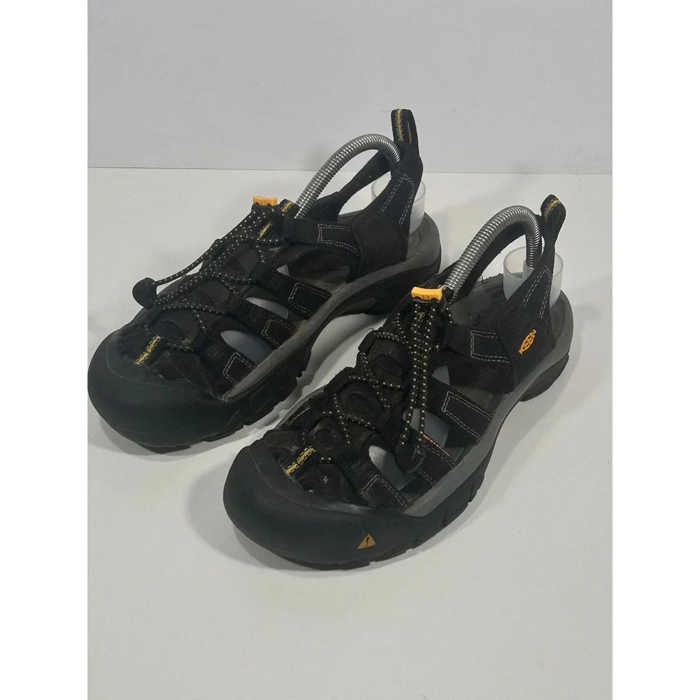 Keen Newport H2 Mens Black Yellow Waterproof Hiking Sport Sandals Toe Guard sz 8